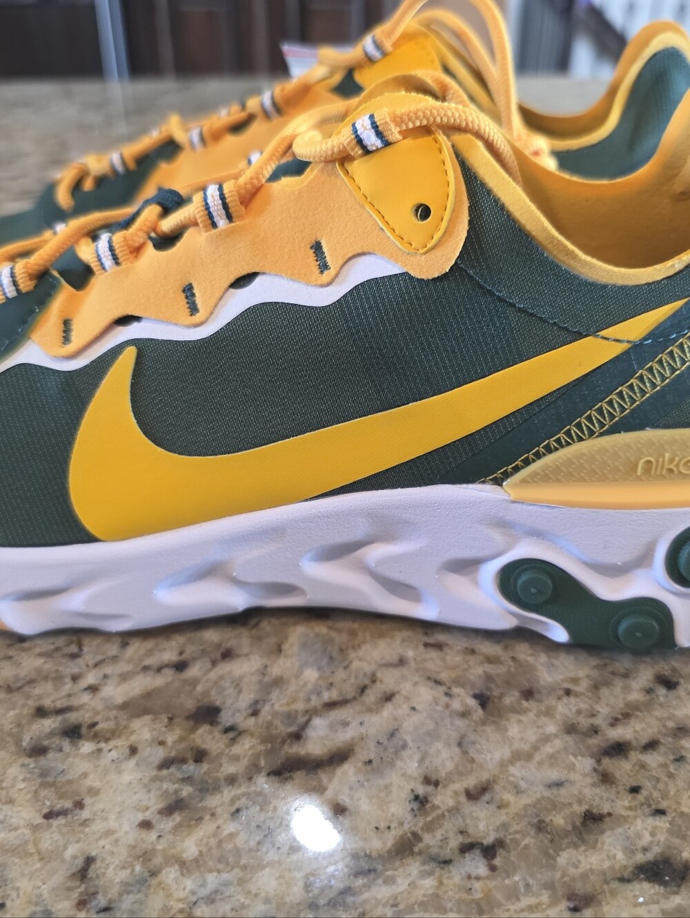 Nike Green and Yellow Men's Athletic Sneakers Packers Edition